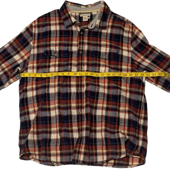 Men's Size Large CARBON2COBALT Plaid Shirt Lightweight 100% Cotton Chest Pockets - Picture 3 of 6